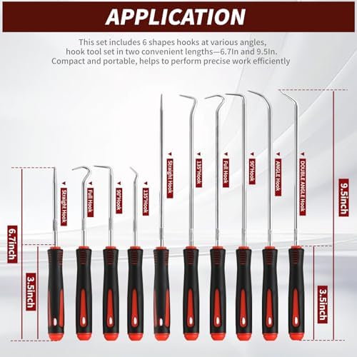 Hook and Pick Set – 10PCS Precision Pick Tools with Non-Slip Grip