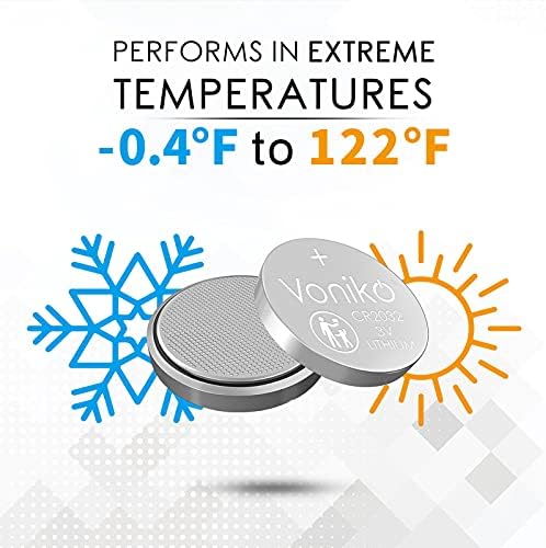 Voniko CR2032 3V Lithium Batteries 6 Pack for Child Safety, Compatible with AirTag, Key Fobs, Thermometers, Scales – 7 Years Shelf Life