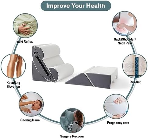 Yojoker 6pcs Orthopedic Bed Wedge Pillow Set for Sleeping, Post Surgery Foam for Body, Back and Leg Pain Relief Comfortable & Adjustable Support Pillows-Anti Snoring, Heartburn