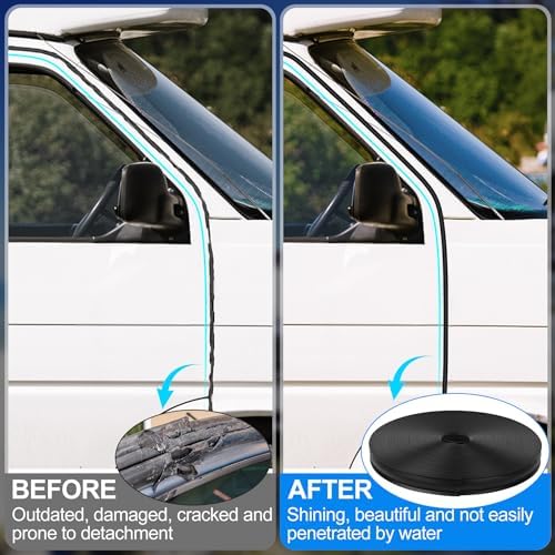 1" RV Trim Molding Insert, 100 FT Heavy Duty RV TPE Trim Molding Weather Stripping Exterior Replacement, Waterproof Screw Cover Corner for Camper Travel Trailer Boat Channel, Black