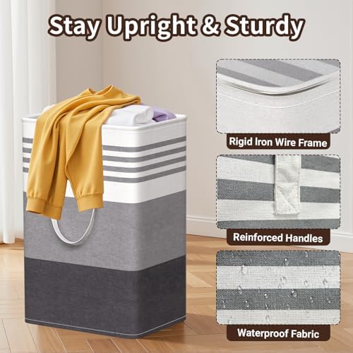 WOWBOX 2 Pack Laundry Baskets, Collapsible Dirty Clothes Laundry Hampers