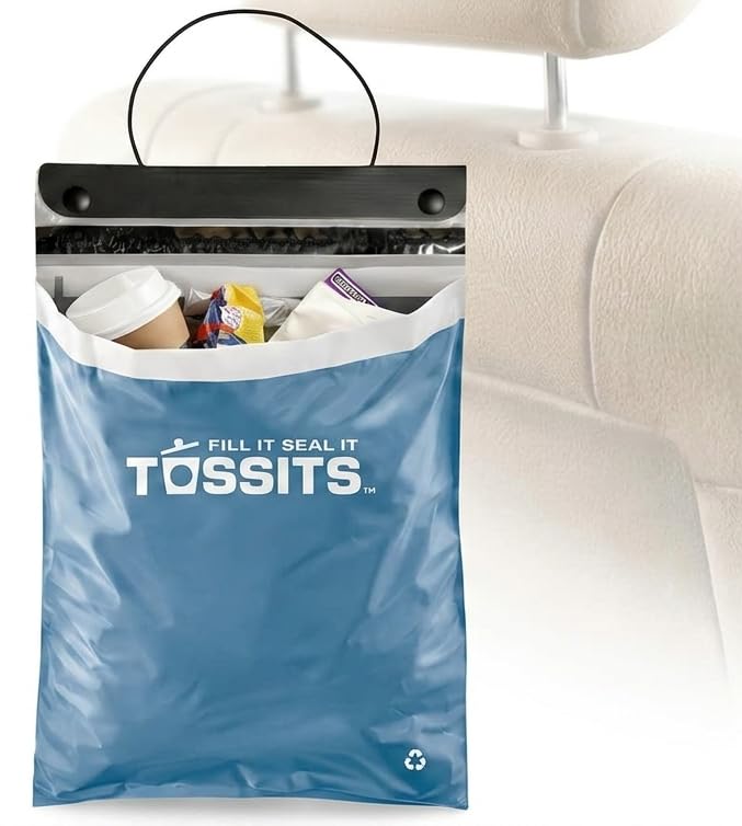 Tossits Hanging Car Trash & Garbage Bags, Disposable, Black 21 Count