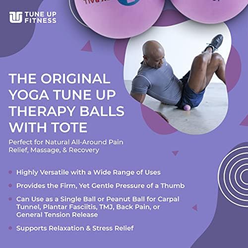 YOGA TUNE UP® Therapy Balls in Tote by Tune Up Fitness - Massage Balls for Trigger Point, Pressure Point & Myofascial Release - Use as Single or Peanut Ball for Pain Relief & Relaxation (Deep Purple)