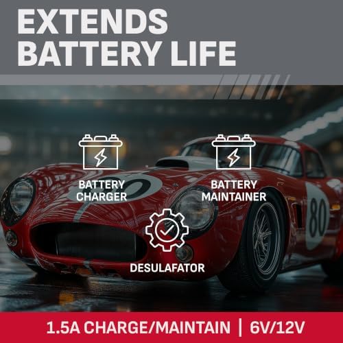 Schumacher Electric 1.5A Car Battery Charger & Maintainer, 6V/12V – SC1355