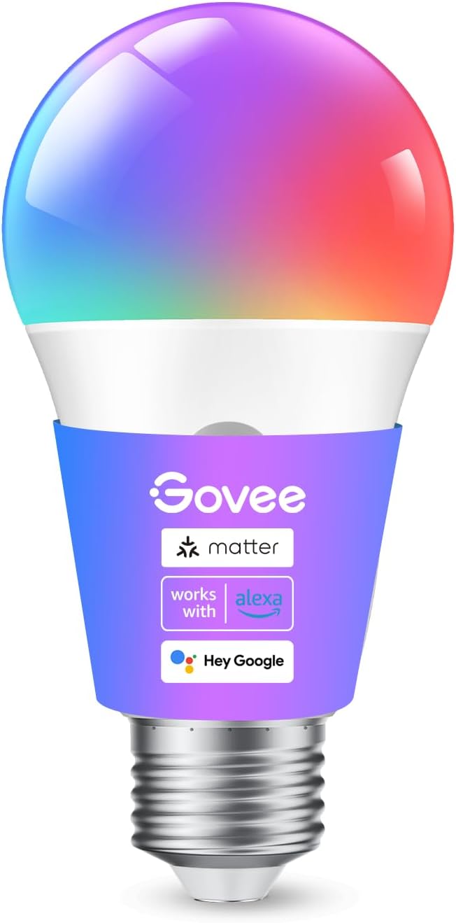 Govee Smart Light Bulbs, A19 Color Changing Light Bulb, 800 LM, E26 Base