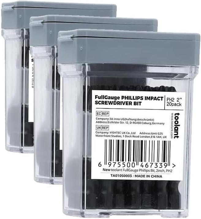 toolant PH2 Phillips Impact Bit Set, 2 Inch, 10-Piece, Magnetic