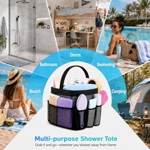 Mesh Shower Caddy Portable - 9 Pockets for College Dorm Room Essential