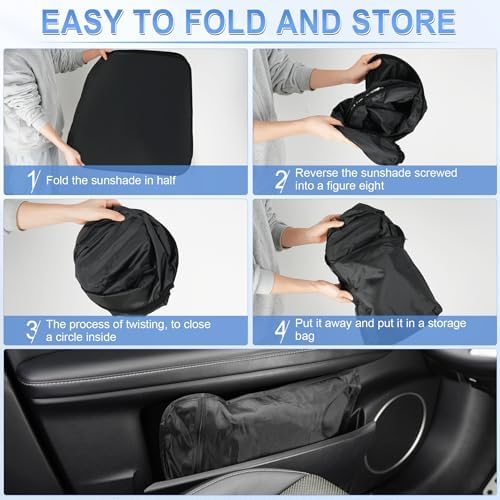 SINGARO 300T Universal Car Windshield Sun Shade, Foldable Reflective for Windshield & Window Shades with Overlapping Design, Car Interior Accessories (58" L x 32" W)