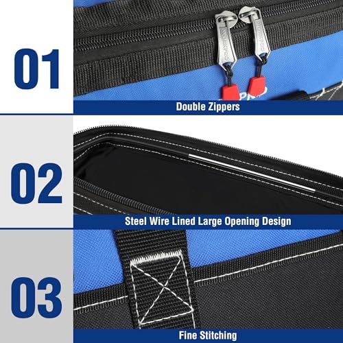 WORKPRO 16-inch Wide Mouth Tool Bag with Water-Proof Molded Base