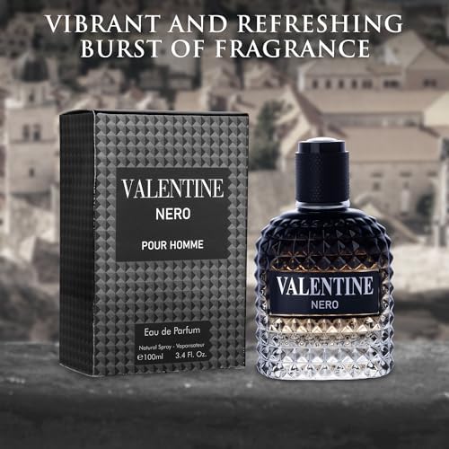 Valentine Nero for Men, Woody Aromatic Cologne, 3.4 fl oz