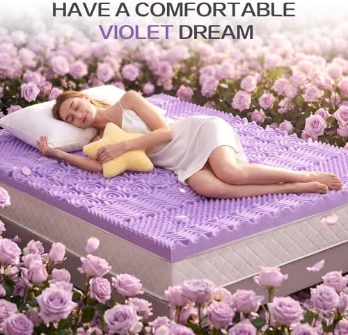 SINWEEK 2 Inch 7-Zone Memory Foam Mattress Topper Twin XL, Twin Extra Long Mattress Pads for College Dorm Room, Pressure Relieve CertiPUR-US Certified, 39x80 Inches, Violet