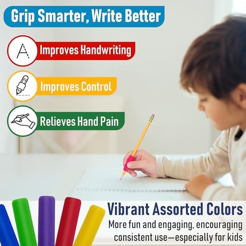 The Pencil Grip The Classics Soft Foam Pencil Grips, Ergonomic Writing Aid For Lefties And Righties, 1.5 Inch Long, Assorted Colors, 12 Count - TPG-16412