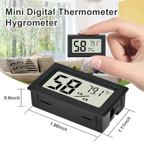 Humidity Meter Indoor Thermometer 6-Pack Mini Digital Thermometer Hygrometer Indoor Temperature Humidity Meters Gauge LCD Display Fahrenheit (℉) for Greenhouse, Reptile Tank, Cellar, Closet