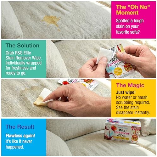 Stain Remover Wipes, 50 Count, Individually Wrapped, Instant Stain Removal