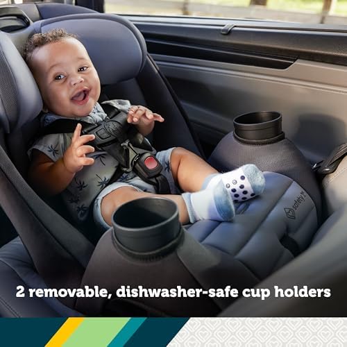 Safety 1st Ellaris 3-in-1 Convertible Car Seat, Slim Fit Design, Rear & Forward-Facing, 5-Position Headrest, Travel-Friendly with Machine-Washable Seat Pad, Smokey Haze