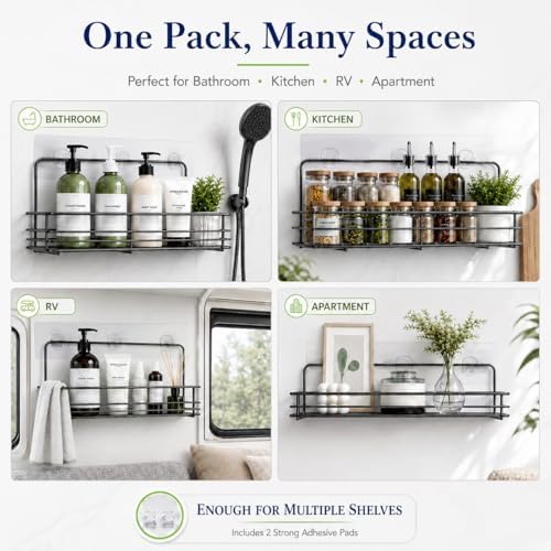 8 Pcs Adhesive Shower Caddy Replacement, Strong No Drill Adhesive Hooks