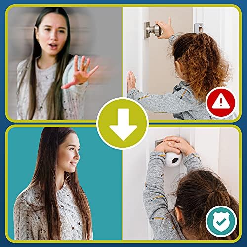 Door Knob Safety Cover for Kids (6 Pack) Hard-to-Remove Dual-Lock Door Handle Covers for Kids - Reusable Baby Proof Door Knob Locks - Installs Easily, No Tools Needed (White)