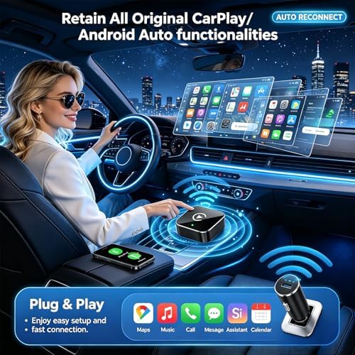 Wireless CarPlay Adapter,Supports iPhone & Android Phones