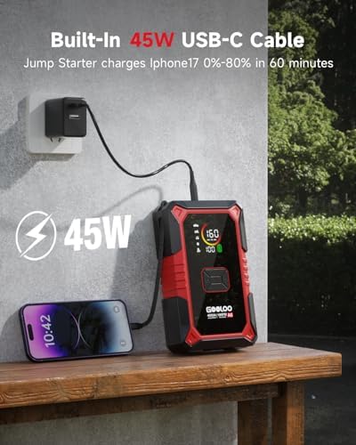 GOOLOO A5 Jump Starter with Air Compressor, 4000A Portable Jump Box