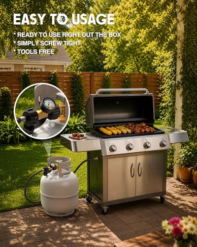 GasXpert Propane Tank Gauge Level Indicator, Gas Grill Gauge for 5-40lbs Propane Tank, Upgraded 3 Temperatures Scale, Color-Coded Propane Gauge for Grill, Heater, Fryer, Camper