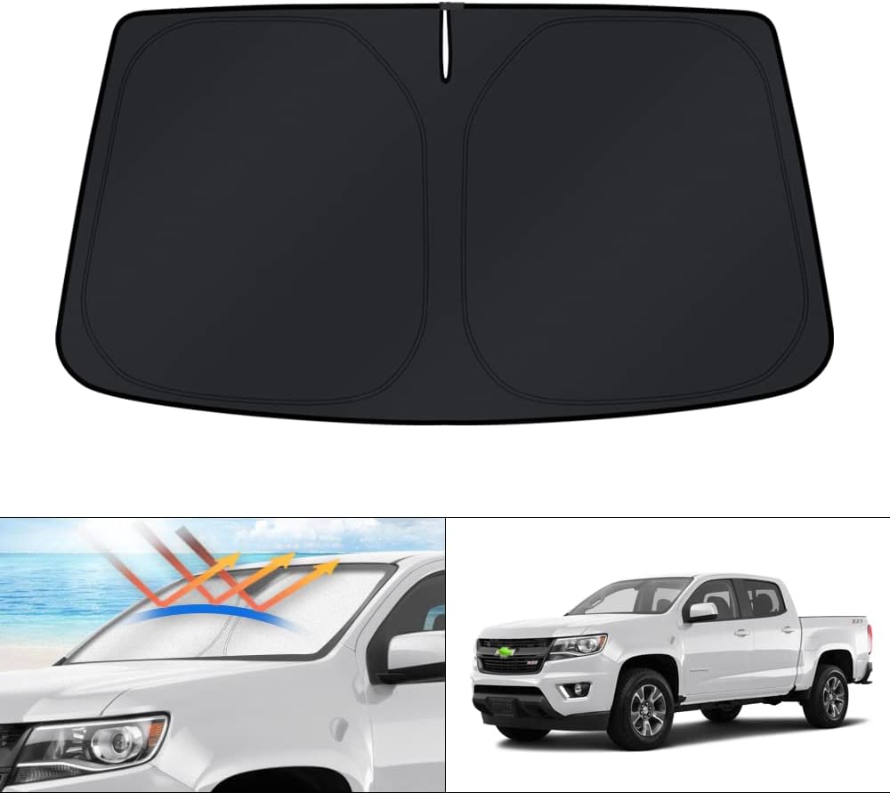 KUST Windshield Sun Shade for 2017-2026 Tesla Model Y/Model 3 Sunshade Accessories (Fit 2025-2026 Model Y Juniper / 2024 Model 3 Highland) Upgraded Foldable Sunshade, Blocks UV Rays Keep Car Cool