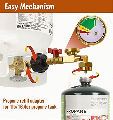 CALPOSE Propane Refill Adapter with Valve and Gauge