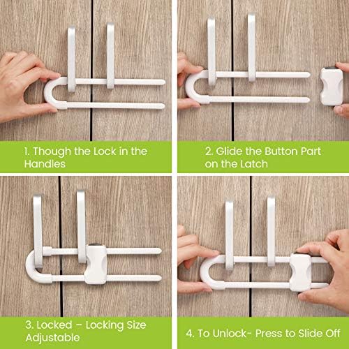 Jetec 10 Pack Baby Proof Cabinet Locks Adjustable U Shaped,White
