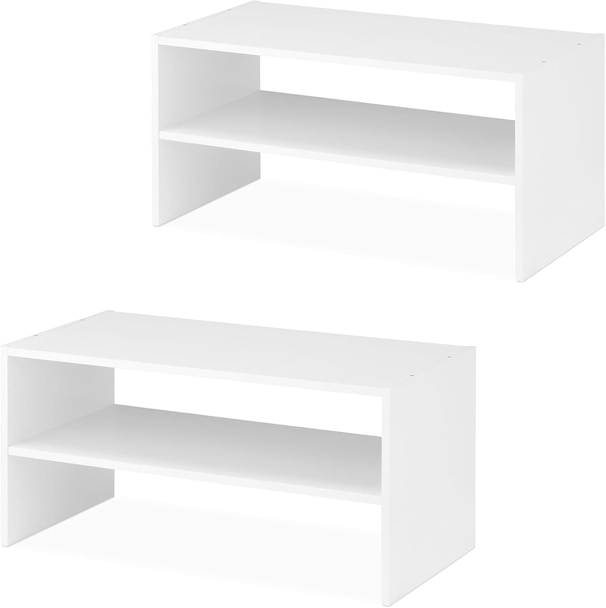 Whitmor Stackable 31" Extra Wide 2-Shelf Storage Organizer, White