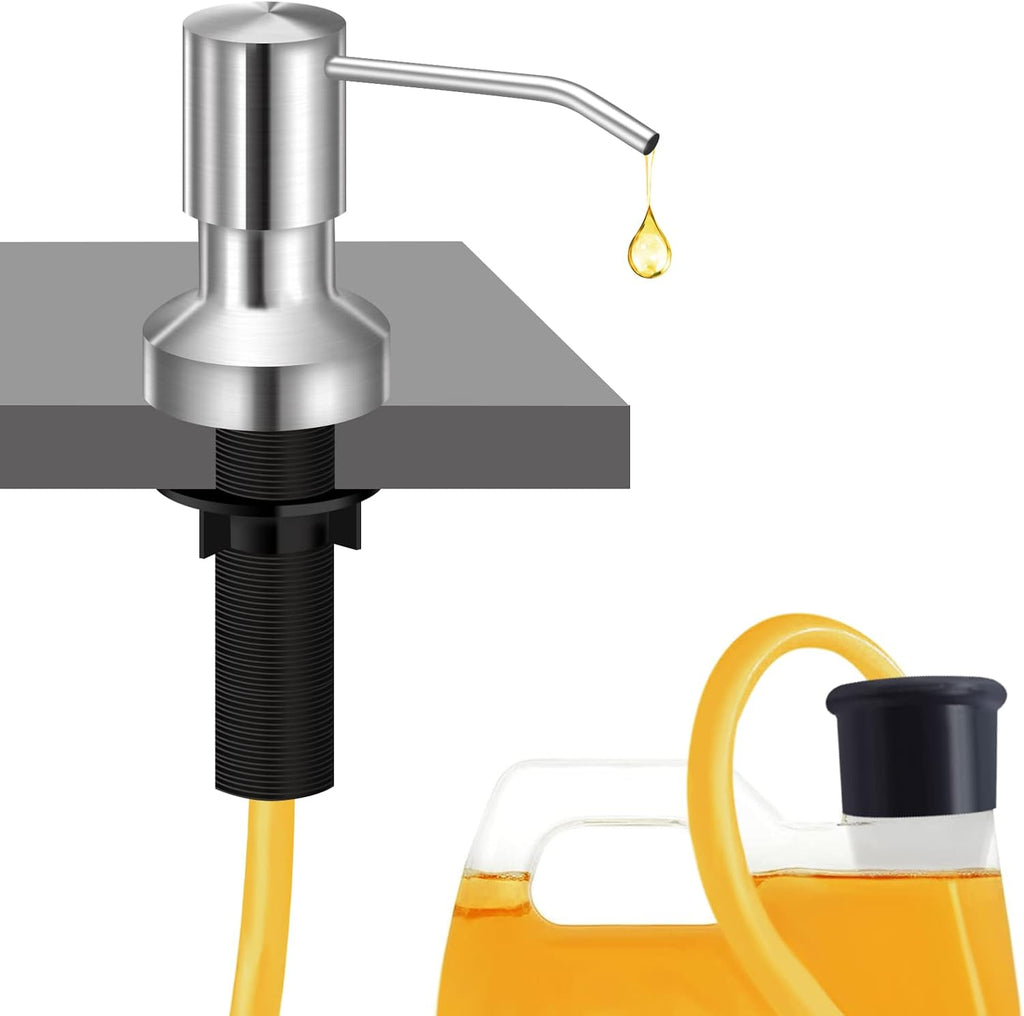 Sink Soap Dispenser for Kitchen Sink, Countertop Built in Sink Soap Dispenser with 47”Extension Tube kit, No Need to Fill The Little Bottle Again (Black)