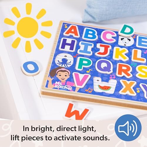 Melissa & Doug® Ms. Rachel™ Wooden Phonics Alphabet Sound Puzzle with Light-Activated Sound Effects, 26-Piece Toddler Toys for Boys and Girls Ages 2+ Years - FSC Certified