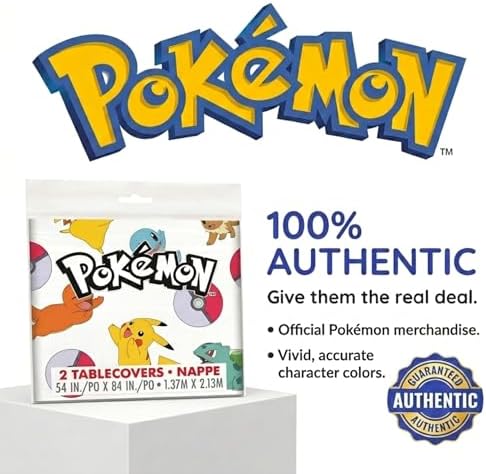 Pokemon Table Cloth 2-Pack - Pokemon Birthday Decorations, Party Supplies