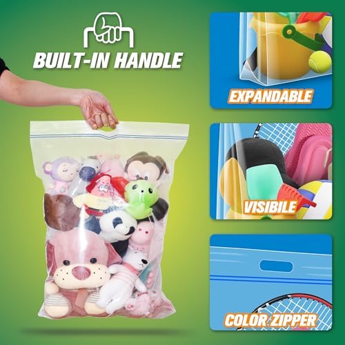 HIBAG 25 Gallon Jumbo Storage Bags, 35” x 24” Resealable Clear Bags with Handle, Extra Large XL Heavy Duty for Clothes Pillow Travel Moving, Pack of 3