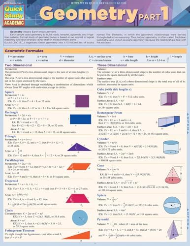 Geometry Part 1: QuickStudy Laminated Reference Guide (Quick Study Academic)