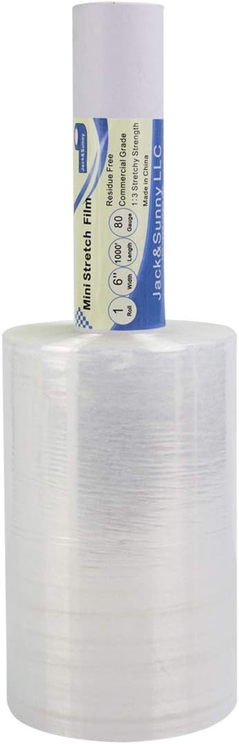Clear Stretch Wrap 6"×1000' Plastic Wrap Roll for Moving Shipping Wrap