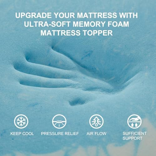 SINWEEK 2 Inch Memory Foam Mattress Topper Twin XL, Twin Extra Long Mattress Pads for College Dorm Single Bed, Pressure Relieve CertiPUR-US Certified, 39x80 Inches, Blue