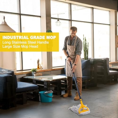 Commercial Mop with 3 Large Replacement Heads,Heavy Duty Industrial Mops