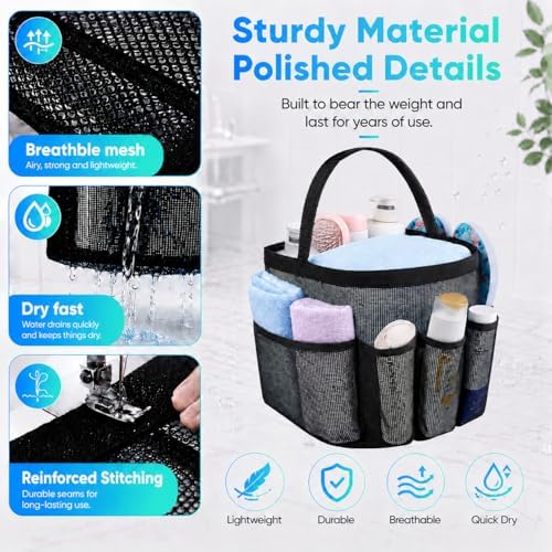 Mesh Shower Caddy Portable - 9 Pockets for College Dorm Room Essential