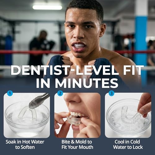 Professional Sport Mouth Guards- 2 Pack - No BPA - Safe Clear Color - No Color Additive - Athletic Teeth Mouth Guards - Fit Any Mouth Size - Custom Fit - Free Carrying case Included