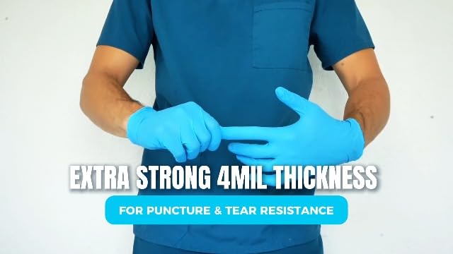 London Labs Synsafe 4 Mil - Blue Nitrile Exam Gloves –Disposable Latex Free & Powder Free – Extra Strong, Rubber Gloves