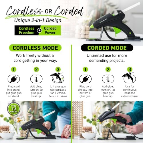 Surebonder Cordless Hot Glue Gun, High Temperature, Full Size, 60W, 50% More Power - Sturdily Bonds Metal, Wood, Ceramics, Leather & Other Strong Materials (Specialty Series CL-800F)