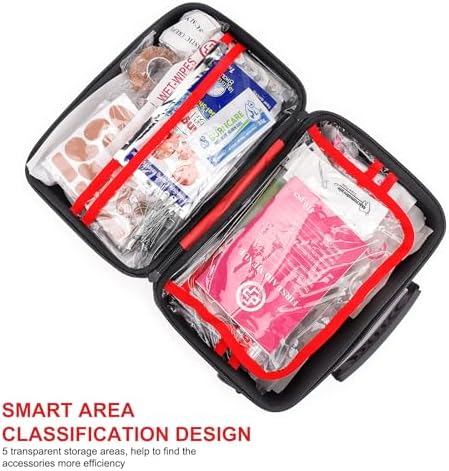 Gevoke 410 Piece Waterproof Hard Shell First Aid Kit, Red