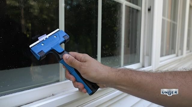 Unger Professional Connect and Clean 18” EZ Change Window and Glass Cleaning Squeegee, Large and Small Windows, Rubber Blade Tool for Streak-Free Results, Includes 12” Channel