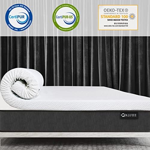 VALUXE 3 Inch Gel Memory Foam Mattress Topper Twin XL Size High Density Cooling Pad Pressure Relief Bed Topper (with Removable & Washable Bamboo Cover)
