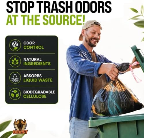 BEEST Dumpster Defender - 1.5lbs Outdoor Trash Can Deodorizer & Liquid Waste Absorber (Made in USA) Biodegradable Trash Can Odor Eliminator - Powerful Garbage Deodorizer for Always-Fresh Bins - 7 Cups