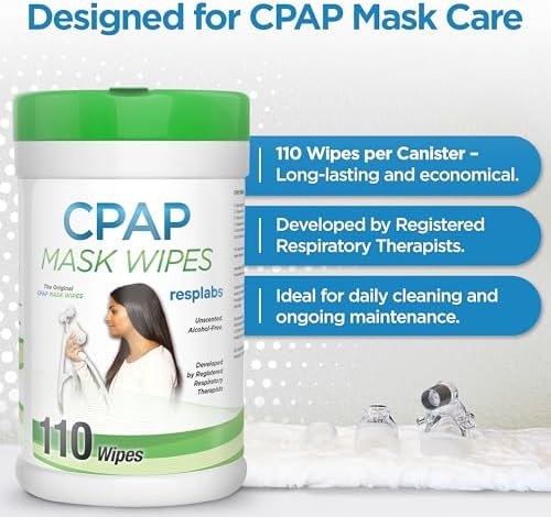 resplabs CPAP Mask Wipes Unscented Cleaner for Full Face, Nasal Masks & Supplies 110 Wipes