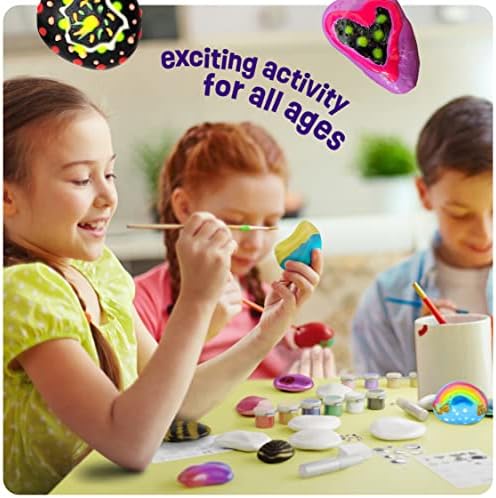 Dan&Darci Kids Rock Painting Kit - Glow in The Dark - Gifts Arts & Crafts for Boys and Girls Ages 6-12 - Craft Activities Kits - Creative Art Toys for 6, 7, 8, 9, 10, 11 & 12 Year Old Kid