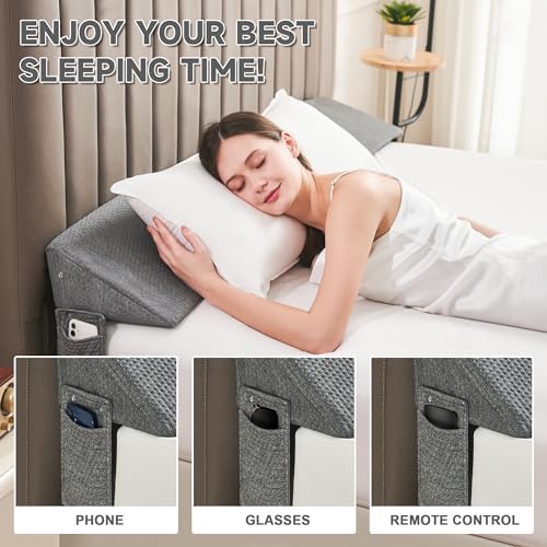 IFNOW Queen Bed Wedge Pillow(60"x6"x10"), Mattress Gap Filler 0-8", Grey