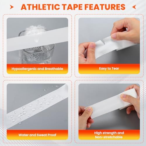 TENKAIWICK White Athletic Tape 16Pk, 1.5"x160Yds, Ankle/Wrist Support, for Soccer/Football