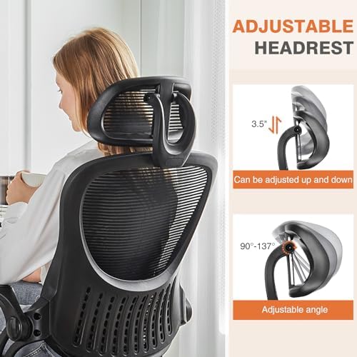 Sweetcrispy Computer Desk Chair, Mesh Office Chair with Lumbar Support