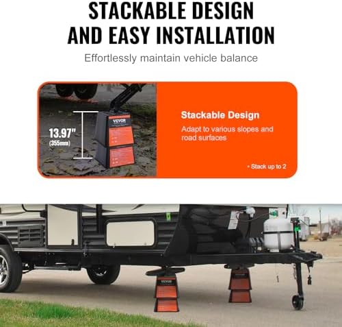 VEVOR Trailer Jack Block, 6000 lbs Capacity per RV Leveling Block, Polypropylene RV Camper Stabilizer Blocks, RV Travel Accessories Use for Any Tongue Jack, Post, Foot, 5th Wheels, 4-Pack